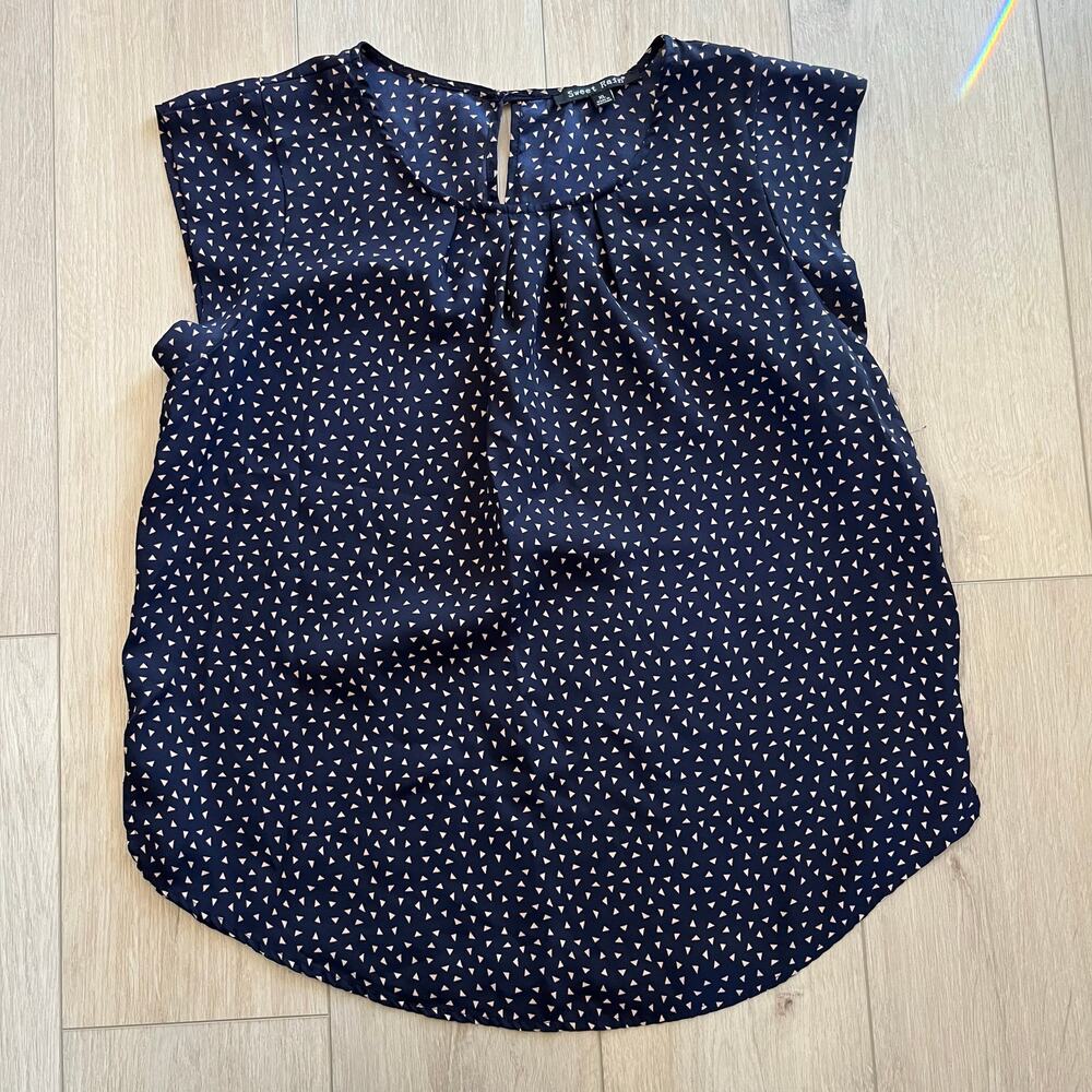 Sweet Rain Women’s Navy Blue Geometric Print Blouse Sz XL